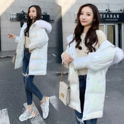 Winter Glossy Jacket For Women Rose Red Parka Female Bread Winter Down Parkas Parka Cotton Padded Shiny Waterprooft Coat