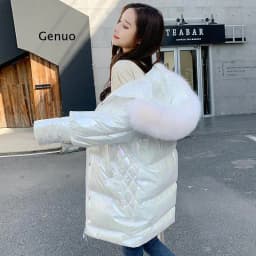 Winter Glossy Jacket For Women Rose Red Parka Female Bread Winter Down Parkas Parka Cotton Padded Shiny Waterprooft Coat