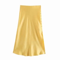 Zevity 2021 Elegant Women French Style Candy Color Split Satin A Line Skirt Faldas Mujer Female Casual Summer Midi Skirts QUN810