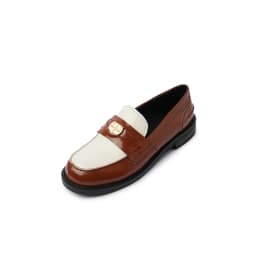 MKKHOU Fashion Loafers New High-Quality Leather Round Toe Color-Blocking Comfortable Low-heeled Women Shoes Daily Light Shoes