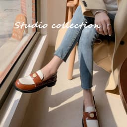 MKKHOU Fashion Loafers New High-Quality Leather Round Toe Color-Blocking Comfortable Low-heeled Women Shoes Daily Light Shoes