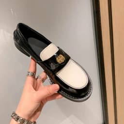 MKKHOU Fashion Loafers New High-Quality Leather Round Toe Color-Blocking Comfortable Low-heeled Women Shoes Daily Light Shoes