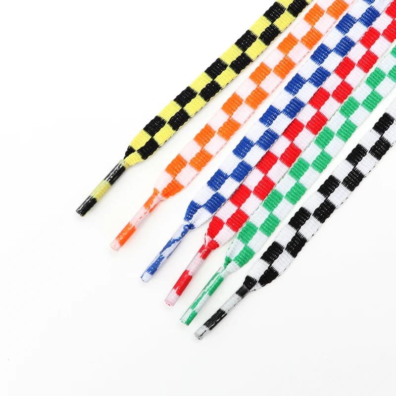 1Pair Black‑White Plaid Checkered Flat Shoelaces Unisex Grid Printed Shoe Laces for Sneakers Casual Shoe Replacement Shoestrings