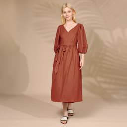 Elegant Cotton Linen Women's Dress Sexy V-Neck Puff Sleeve Bandage Holiday Party Dresses With Sashes Retro Sundress