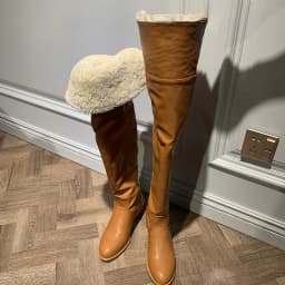 Winter Wool Fur Foldover Top Over The Knee Boots Woman Camel Black Oil Wax Leather Fur Boots Pointed Toe Flats Warm Snow Boots
