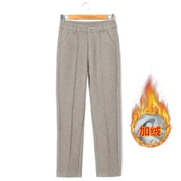 Winter Thicken Woolen Pants Women Casual Plush Velvet Lined Warm Harem Pantalons High Waist Office Wool Blend Straight Trousers