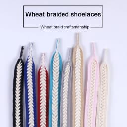 Flat Wheat Ear Shoelaces for Sneakers Twist Braids Marshmallow Colorful Shoelace Cotton CanvasTextured Weave Classic Shoes Laces