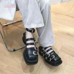 Black Hollow Leather Pumps Women's Luxury Design Square Toe Platform Sweet Fashion Solid Mary Jane Shoes For Footwear 2025