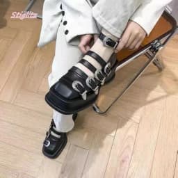 Black Hollow Leather Pumps Women's Luxury Design Square Toe Platform Sweet Fashion Solid Mary Jane Shoes For Footwear 2025