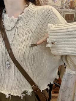LMQ NEW Short Spicy Girl's Broken Tassel Hole Ripped Knit Sweater Pullovers Women Knitwear Streetwear Hollow Out Sexy Top Jumper