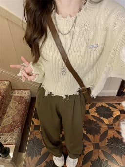 LMQ NEW Short Spicy Girl's Broken Tassel Hole Ripped Knit Sweater Pullovers Women Knitwear Streetwear Hollow Out Sexy Top Jumper