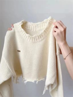LMQ NEW Short Spicy Girl's Broken Tassel Hole Ripped Knit Sweater Pullovers Women Knitwear Streetwear Hollow Out Sexy Top Jumper