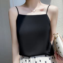 Suspended Tank Top Women's Suit Bottom Imitation Silk 23 New Versatile Bottom Shirt Satin Thin Sleeveless Fashion Korean Edition