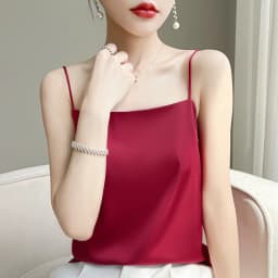 Suspended Tank Top Women's Suit Bottom Imitation Silk 23 New Versatile Bottom Shirt Satin Thin Sleeveless Fashion Korean Edition
