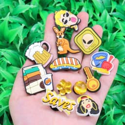 1-12PCS Kangaroo Hot Dog Beer Key Shoes Charms Accessories Buckle Clog Sandal Decorations DIY Wristbands Kids Gift