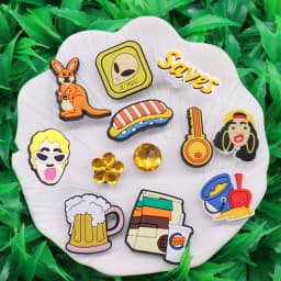 1-12PCS Kangaroo Hot Dog Beer Key Shoes Charms Accessories Buckle Clog Sandal Decorations DIY Wristbands Kids Gift