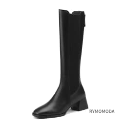 Women Knee High Boots 2026 Handmade Luxury Cow Genuine Leather ZIP Brown Black Block Heels Warm Long Boot Winter Shoes Size 42