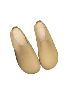 Elegant Women Mules Shoe Solid Color Leather Summer Slippers Outdoor Casual Walking Slip on Shoe Light Anti-skid Mother Footwear