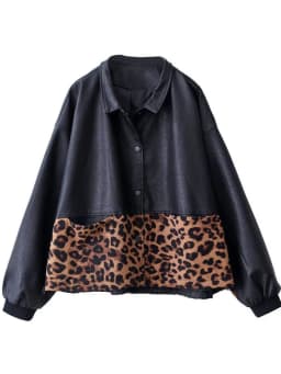 Amax luluE 2024 Autumn Fashion Leopard Biker Clothes Womens Vintage Loose Faux Leather Jackets Ladies Casual Punk Black Pu Coats