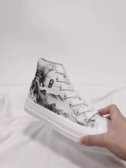 Amy and Michael Original Designers Chic Snekaers Fashion Women Students Hand Painted Graffiti High Top Canvas Shoes Unisex Flats