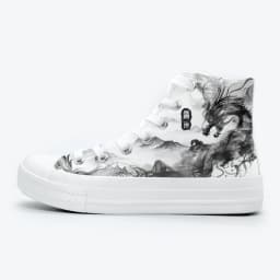 Amy and Michael Original Designers Chic Snekaers Fashion Women Students Hand Painted Graffiti High Top Canvas Shoes Unisex Flats