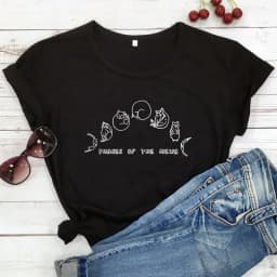 Phases Of The Mewn T-shirt Funny Cat Mom Gift Tshirt Cute Cat Moon Phases Hippie Tee Shirt Top