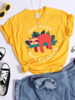 Not Fast Not Furious Printed T-shirt For Women Short Sleeve T Shirts Breathable Soft Short Sleeve Oversized Famale T-shirts