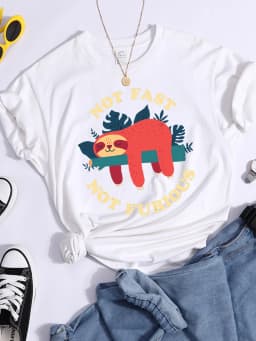 Not Fast Not Furious Printed T-shirt For Women Short Sleeve T Shirts Breathable Soft Short Sleeve Oversized Famale T-shirts