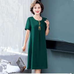 UHYTGF Short Sleeve 5XL Big Size Dresses Women Fashion Embroidered Summer Dress Elegant Mother Casual Thin Clothes Vestidos 1311