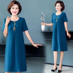 UHYTGF Short Sleeve 5XL Big Size Dresses Women Fashion Embroidered Summer Dress Elegant Mother Casual Thin Clothes Vestidos 1311