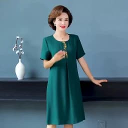 UHYTGF Short Sleeve 5XL Big Size Dresses Women Fashion Embroidered Summer Dress Elegant Mother Casual Thin Clothes Vestidos 1311