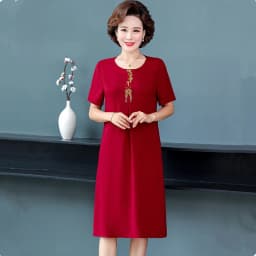 UHYTGF Short Sleeve 5XL Big Size Dresses Women Fashion Embroidered Summer Dress Elegant Mother Casual Thin Clothes Vestidos 1311