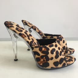 Women Slippers Transparent Heel Silver Pink White Slides Slippers Suede Leopard High Heels Outdoor Sandals Size 45
