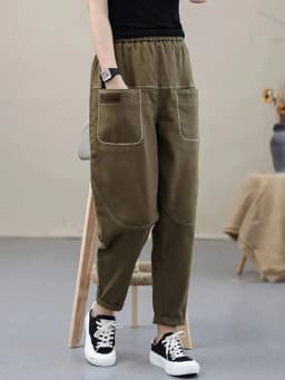 Amax luluE Korean Black Loose Casual Harem Pants 2024 Autumn Fashion Women Elastic Vintage Trousers Female Solid Color Pantalons