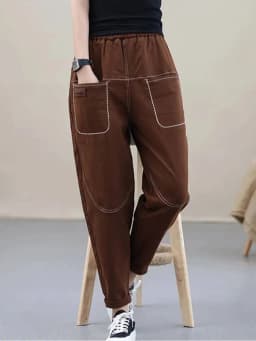 Amax luluE Korean Black Loose Casual Harem Pants 2024 Autumn Fashion Women Elastic Vintage Trousers Female Solid Color Pantalons