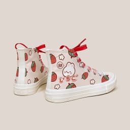 Amy and Michael Cute Girls Students High Top Canvas Shoes Lovely Anime Hand Painted Plimsolls Woman Vulcanize Shoes