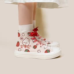 Amy and Michael Cute Girls Students High Top Canvas Shoes Lovely Anime Hand Painted Plimsolls Woman Vulcanize Shoes
