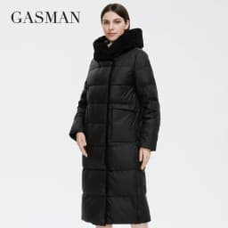 GASMAN 2022 Women's Winter Jacket Long Faux fur sheep curl Designer Female Coat Windproof Hat Big pocket Women's jacket 81716