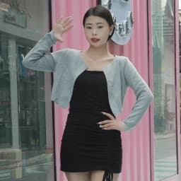 Blouses Black Cropped Knitted Sweater Korean Fashion Cardigan Female Women's Coat Spring 2025 Clothing Long Sleeve Top Jersey