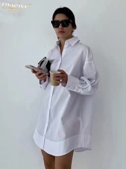 Clacive White Loose Lapel Women'S Shirt 2021 Autumn Long Sleeve Fashion Blouses Casual Office Single-Breasted Shirts Top Woman