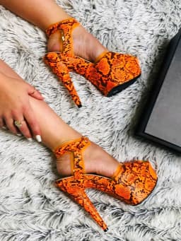 Snake Print Open Toe Super High With Sandals 20cm Nightclub Pole Dance Shallow Mouth Large Size Platform 7 Inches Stripper New