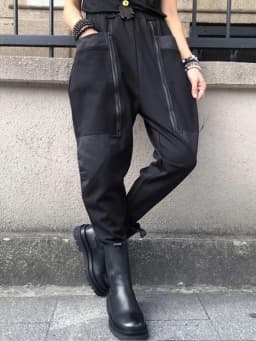 Amax LuluE 2024 British Spring Fashion Womens Black Zippers Punk Harem Pants Females Casual Loose Vintage Elastic Waist Trousers