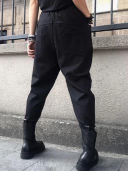 Amax LuluE 2024 British Spring Fashion Womens Black Zippers Punk Harem Pants Females Casual Loose Vintage Elastic Waist Trousers