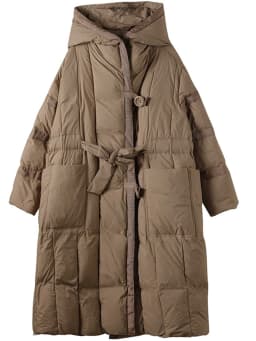AmaxluluE Womens Hooded Design Solid Duck Down Jacket 2025 Winter Korean Style Warm Loose Casual Long Coat Vintage Padded Parkas