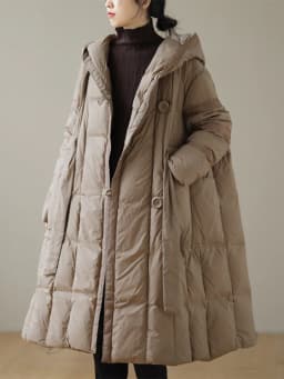 AmaxluluE Womens Hooded Design Solid Duck Down Jacket 2025 Winter Korean Style Warm Loose Casual Long Coat Vintage Padded Parkas