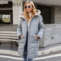 GASMAN 2022 Women's winter jacket Mid-length contrast color designer warm parka Fashion high quality windproof coat women 21113