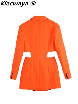 Klacwaya Women 2021 Fashion Chic Hollow Out Mini Dress Vintage Long Sleeve Welt Pockets Female Mini Dresses Mujer