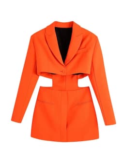 Klacwaya Women 2021 Fashion Chic Hollow Out Mini Dress Vintage Long Sleeve Welt Pockets Female Mini Dresses Mujer