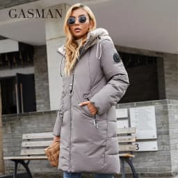 GASMAN 2022 Women's winter jacket Mid-length warm Fashion Coat women zipper Hooded Contrasting brand down jacket female 21113
