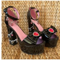 Peep Toe Platform Chunky Heel Sandals 2022 New Women Shoes Summer Sweet Cool Retro Fashion Flash Diamond Love Pearl Chain